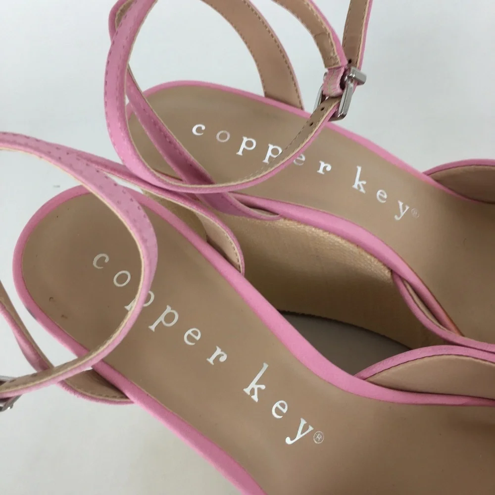 Copper Key Pink Leather Platform Wedge Sandals Women’s Size 10 Fairycore